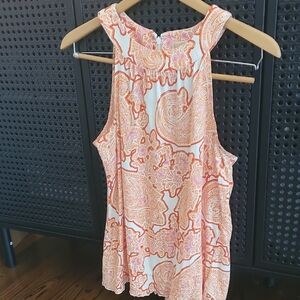 Michael Kors Orange Pink Cut Out Tank Top
